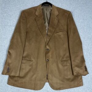 Meeting Street Blazer Mens 46R Brown Faux‎ Suede Suprasuede 2 Button Sport Coat